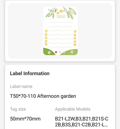 NB466 - NIIMBOT - B1 / B21 / B3S / B4 - 50X70MM - 110 GARDEN LABELS