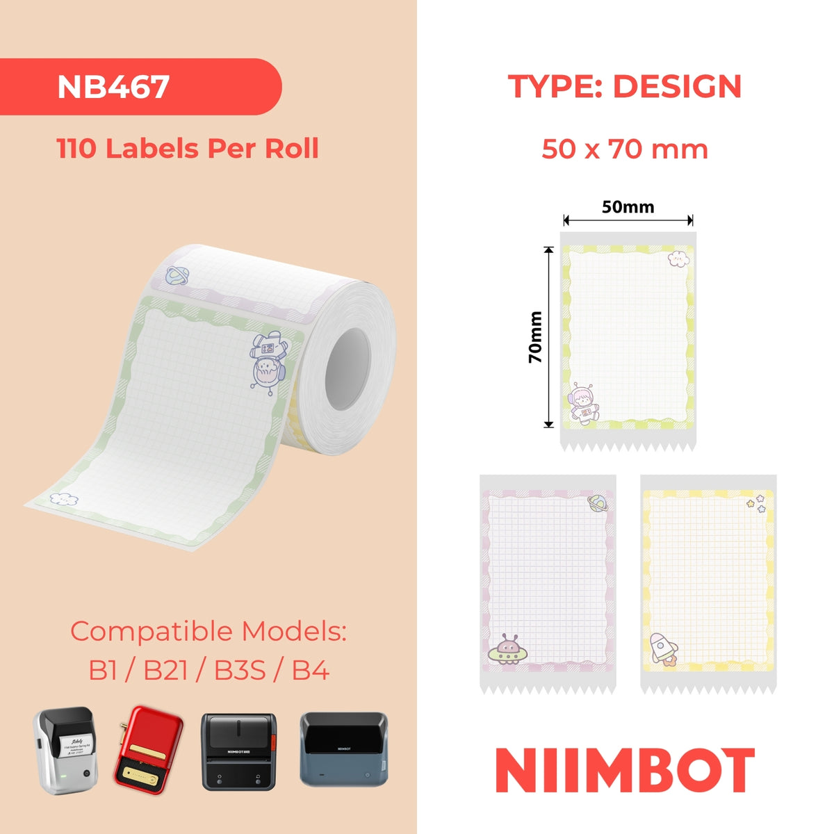 NIIMBOT-Gamme B-50x70mm-Camping-110 étiquettes