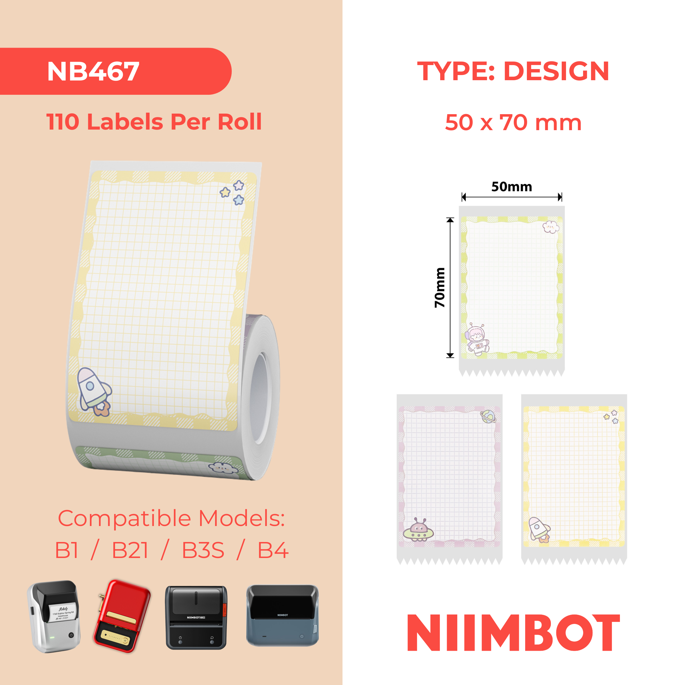 NB467 - NIIMBOT - B1 / B21 / B3S / B4 - 50X70MM - 110 CAMPING LABELS