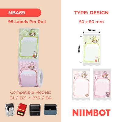 NB469 - NIIMBOT - B1 / B21 / B3S / B4 - 50X80MM - 95 FRUITY GIRL MULTI-COLOUR LABELS