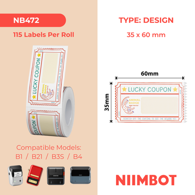 NB472 - NIIMBOT - B1 / B21 / B3S / B4 - 35X60MM - 115 LUCKY TIGER LABELS
