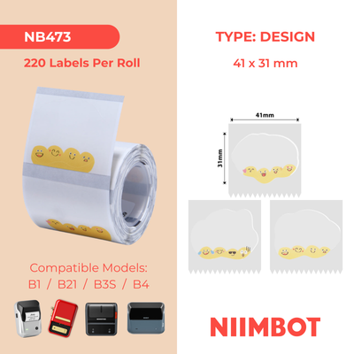 NB473 - NIIMBOT - B1 / B21 / B3S / B4 - 41X31MM - 220 CUTE EMOJIS LABELS