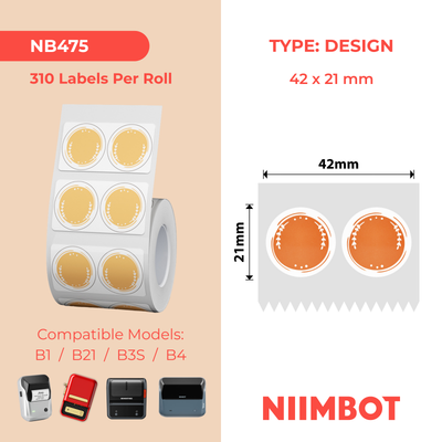 NB475 - NIIMBOT - B1 / B21 / B3S / B4 - 42X21MM - 310 ORANGE ROUND LABELS