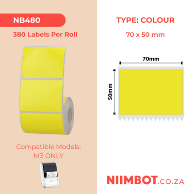 NB480 - NIIMBOT - M3 ONLY - 70X50MM - 380 YELLOW LABELS