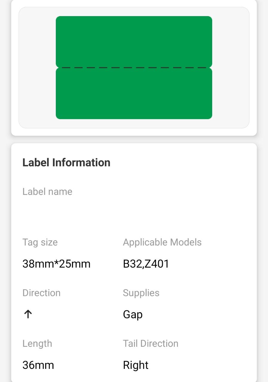 NB486 - NIIMBOT - M3 ONLY - 38X25+36MM - 40 GREEN CABLE LABELS
