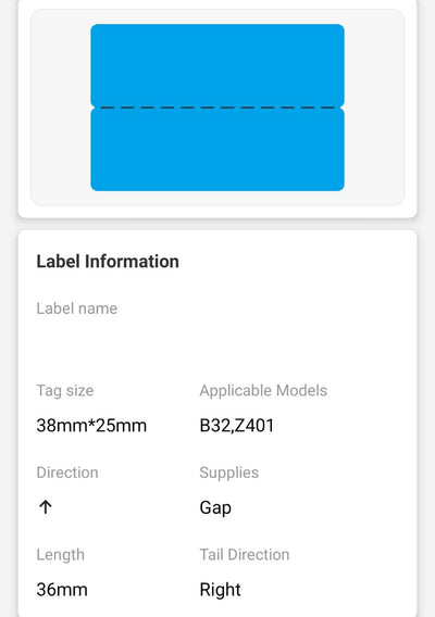 NB487 - NIIMBOT - M3 ONLY - 38X25+36MM - 450 BLUE CABLE LABELS