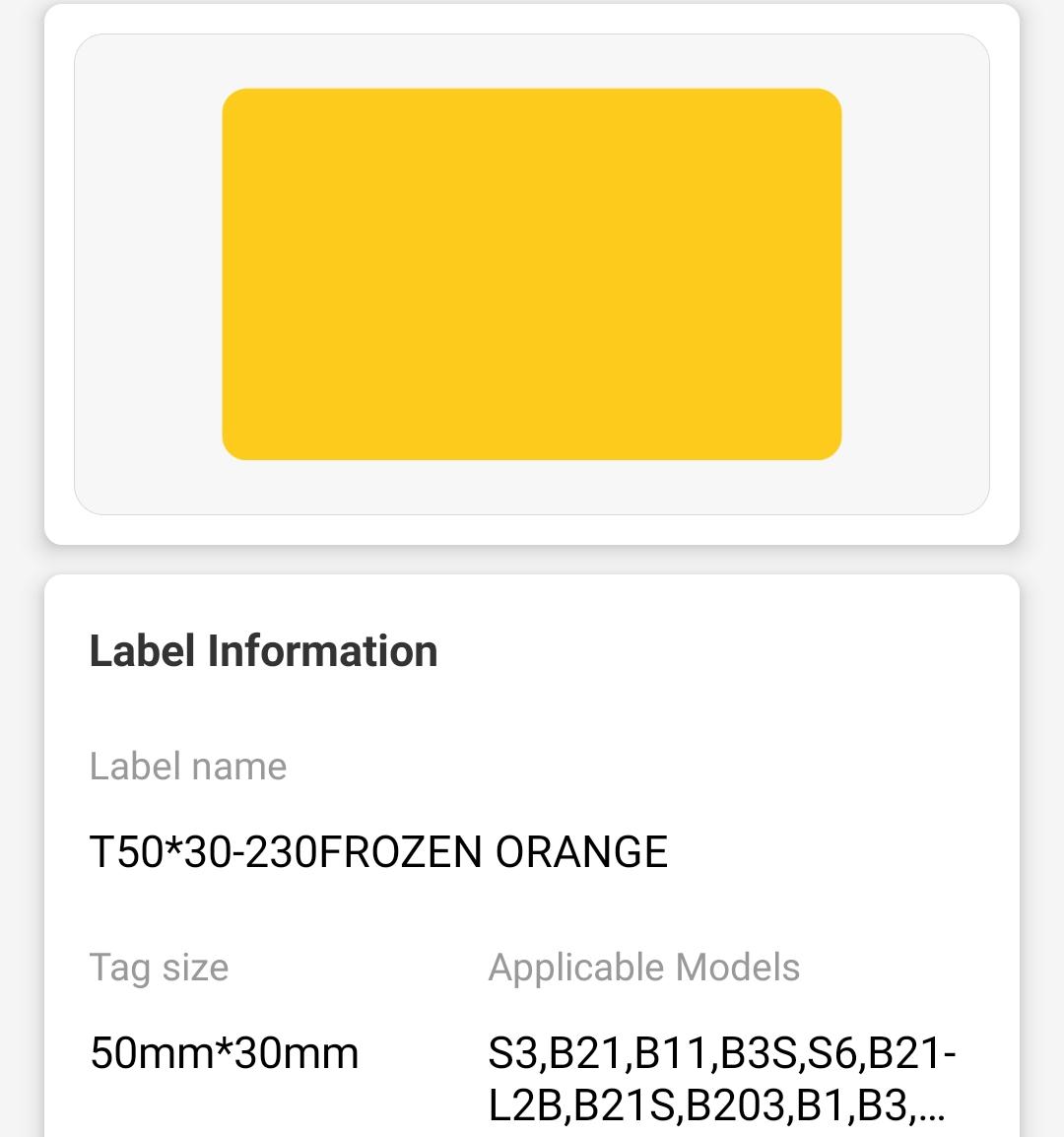 NB494 - NIIMBOT - B1 / B21 / B3S / B4 - 50X30MM - 230 ORANGE FREEZER LABELS