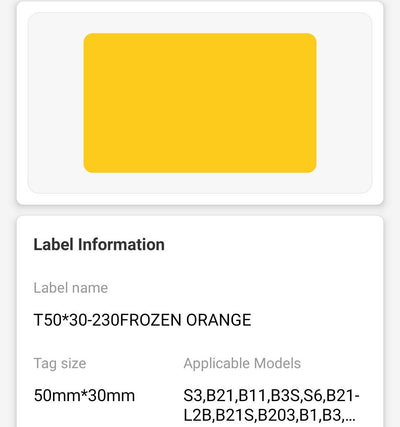 NB494 - NIIMBOT - B1 / B21 / B3S / B4 - 50X30MM - 230 ORANGE FREEZER LABELS