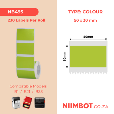 NB495 - NIIMBOT - B1 / B21 / B3S / B4 - 50X30MM - 230 BEAN GREEN FREEZER LABELS