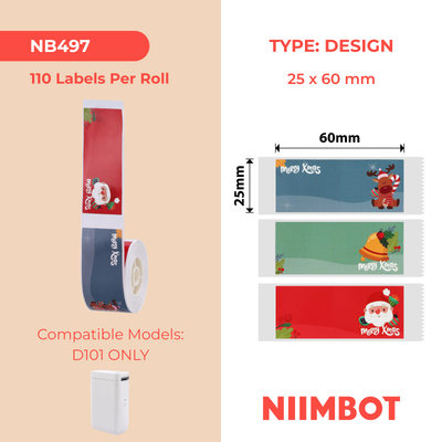 NB497 - NIIMBOT - D101 ONLY - 25X60MM - 110 CHRISTMAS LABELS