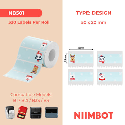 NIIMBOT-Gamme B-50 x 20 mm-Étiquettes de Noël mignonnes-320 étiquettes