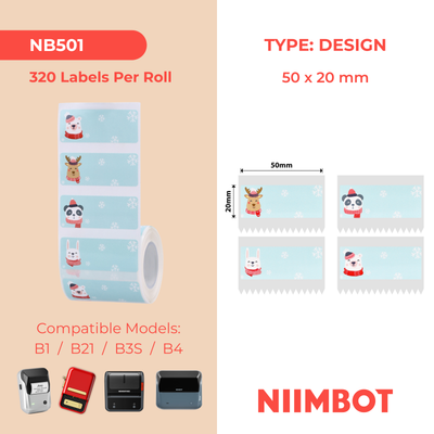 NB501 - NIIMBOT - B1 / B21 / B3S / B4 - 50X20MM - 320 CHRISTMAS CUTE LABELS