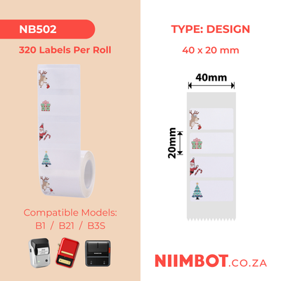 NB502 - NIIMBOT - B1 / B21 / B3S / B4 - 40X20MM - 320 CHRISTMAS LABELS
