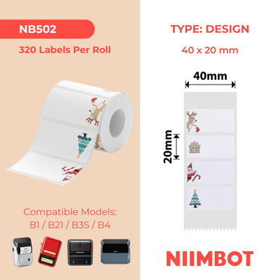 NIIMBOT - B Range - 40x20mm - Christmas - 320 Labels