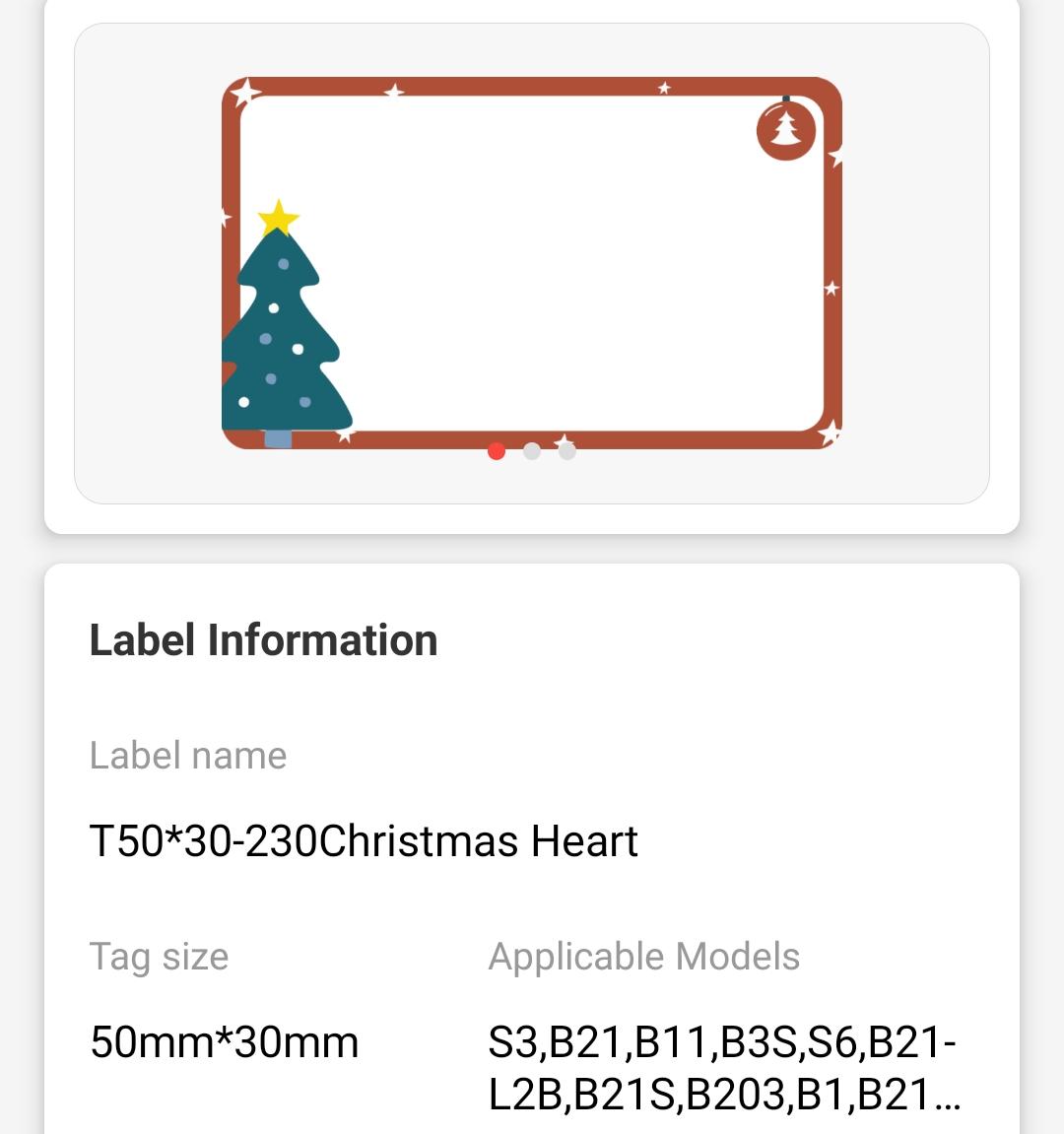NB503 - NIIMBOT - B1 / B21 / B3S / B4 - 50X30MM - 230 CHRISTMAS HEART LABELS