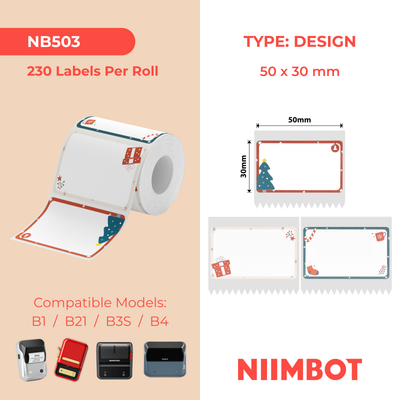NB503 - NIIMBOT - B1 / B21 / B3S / B4 - 50X30MM - 230 CHRISTMAS HEART LABELS