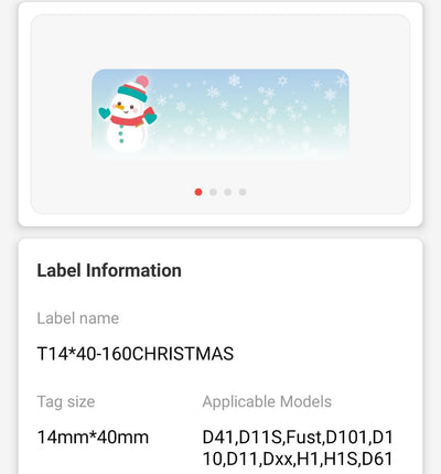 NB504 - NIIMBOT - D11 / D101 / D110 / H1S - 14X40MM - 155 CHRISTMAS LABELS