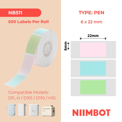 NIIMBOT-Gamme D-6x22mm/2L-Stylo vertical multicolore-Papeterie-500 étiquettes