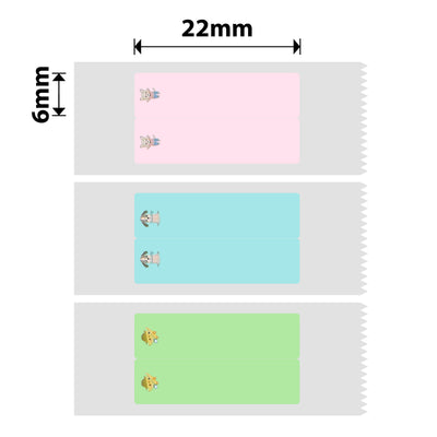 NB512 - NIIMBOT - D11 / D101 / D110 / H1S - 6X22MM/2L - 500 MULTI-COLOUR CUTE PET VERTICAL PEN - STATIONARY LABELS