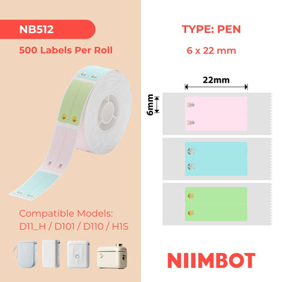 NIIMBOT-Gamme D-6x22mm/2L-Stylo vertical PET multicolore et mignon-Papeterie-500 étiquettes