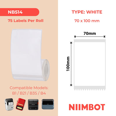 NIIMBOT - Gamma B - 70x100mm - Bianco - 75 Etichette