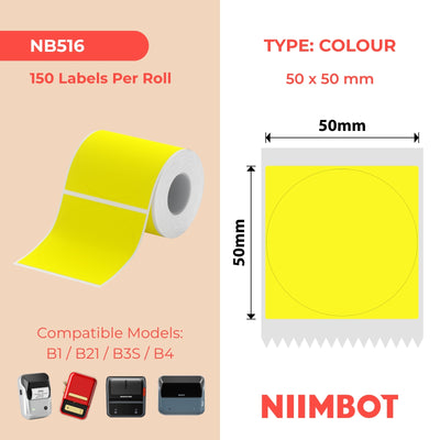 NIIMBOT-Gamme B-50x50mm-Rondes jaunes-150 étiquettes