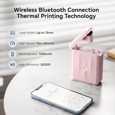NB524 - NIIMBOT - D110_M - PORTABLE BLUETOOTH LABEL PRINTER INCL FREE LABEL ROLL (12X40MM)