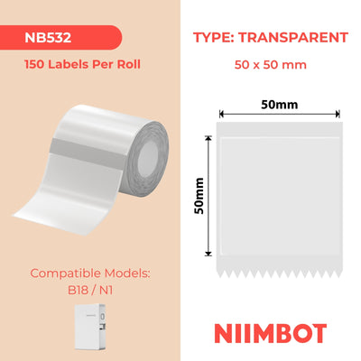 NIIMBOT - Serie B - 50x50mm - Trasparenti - 150 etichette