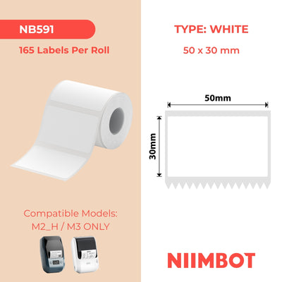 NIIMBOT - M Range - 50x30mm - White PVC - 165 Labels