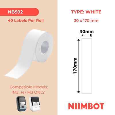 NIIMBOT - M Range - 30x170mm - White PET Folder - 40 Labels