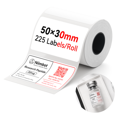 NB595 - NIIMBOT - M2 / M3 - EW50X30MM - 225 ÉTIQUETTES DE TRANSFERT THERMIQUE - BLANC - RECTANGLE - PET