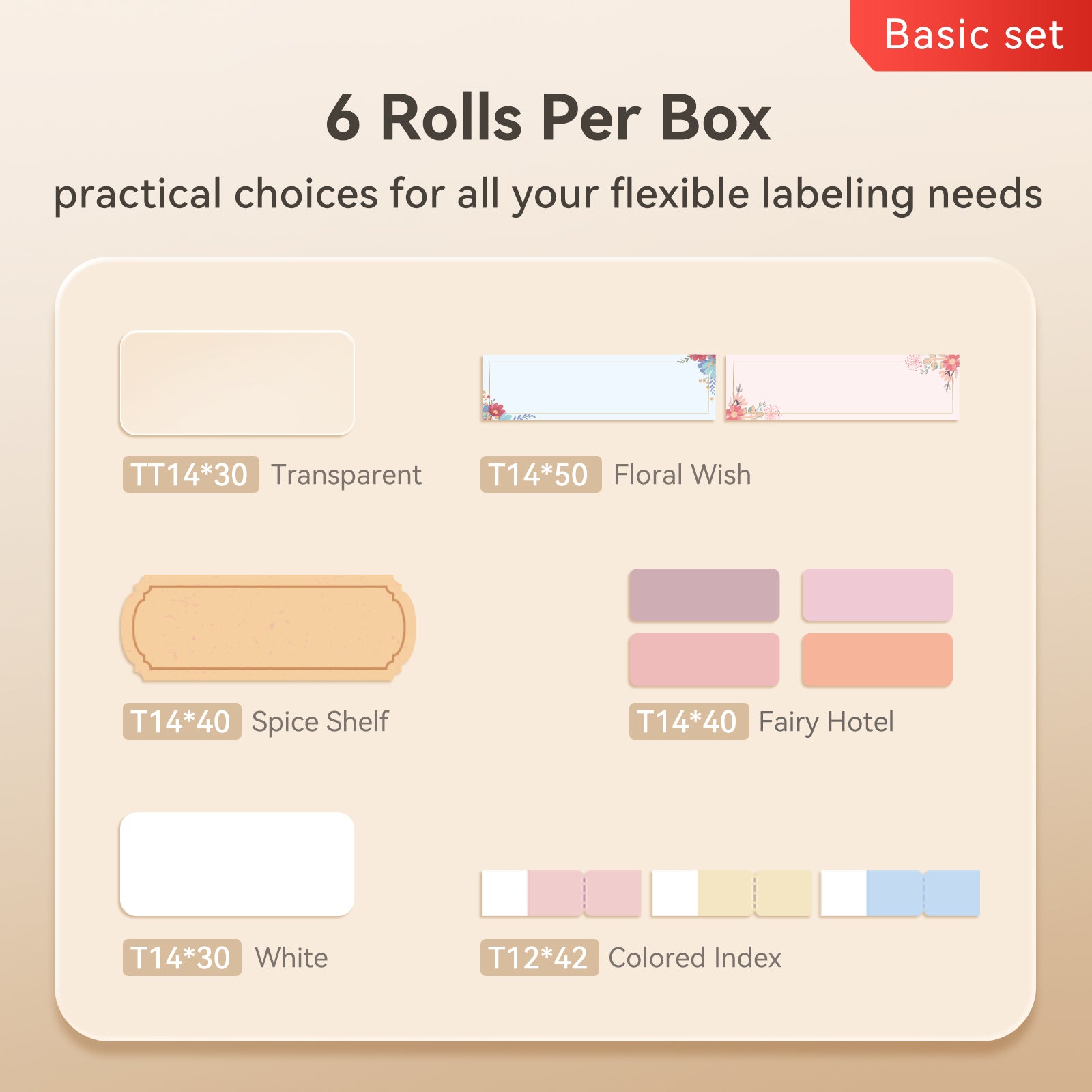 NB617 - NIIMBOT - D11 / D101 / D110 / H1S - TAG MASTER HOME USE LABEL SET - 9 ASSORTED ROLLS - TOTAL 660 LABELS