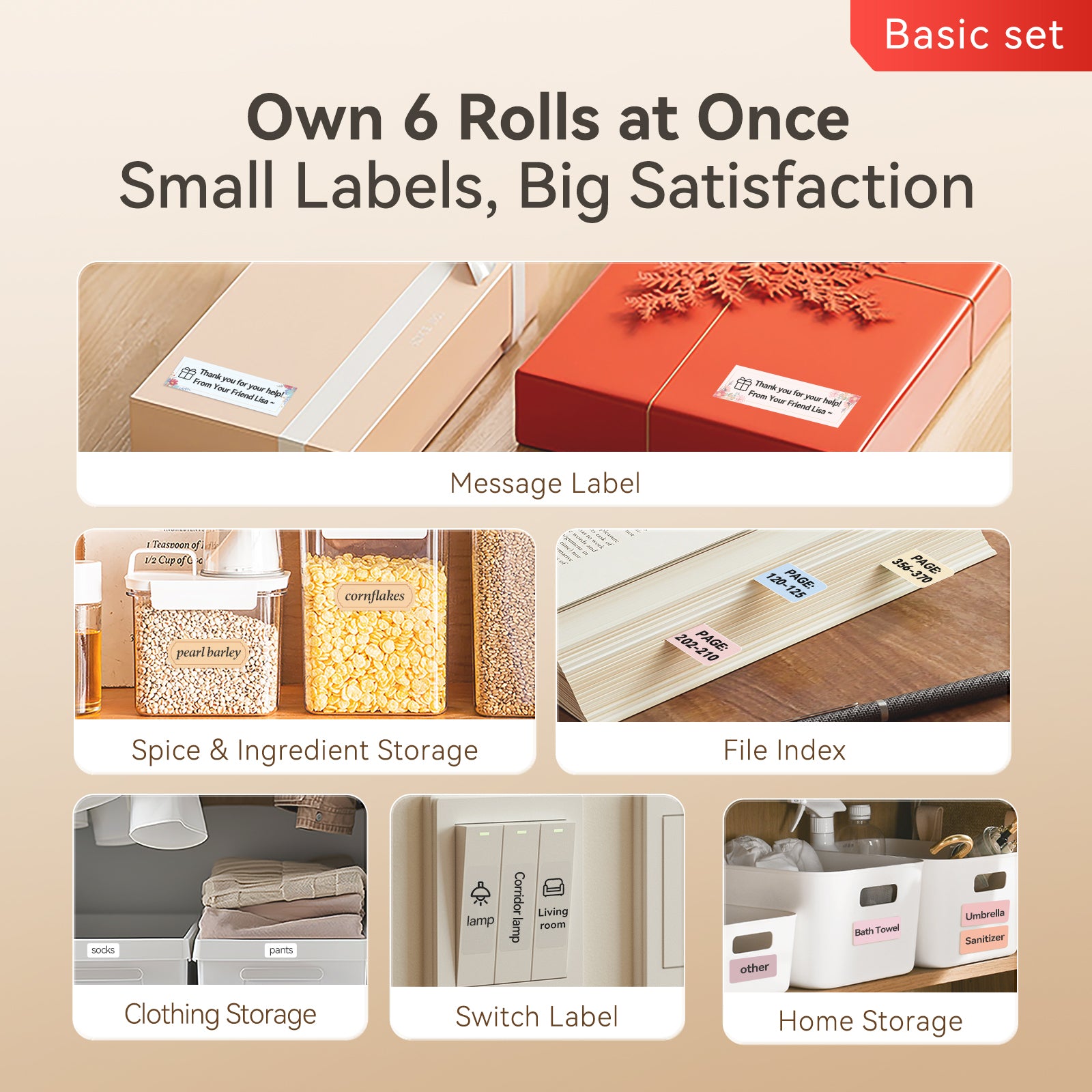 NB617 - NIIMBOT - D11 / D101 / D110 / H1S - TAG MASTER HOME USE LABEL SET - 9 ASSORTED ROLLS - TOTAL 660 LABELS