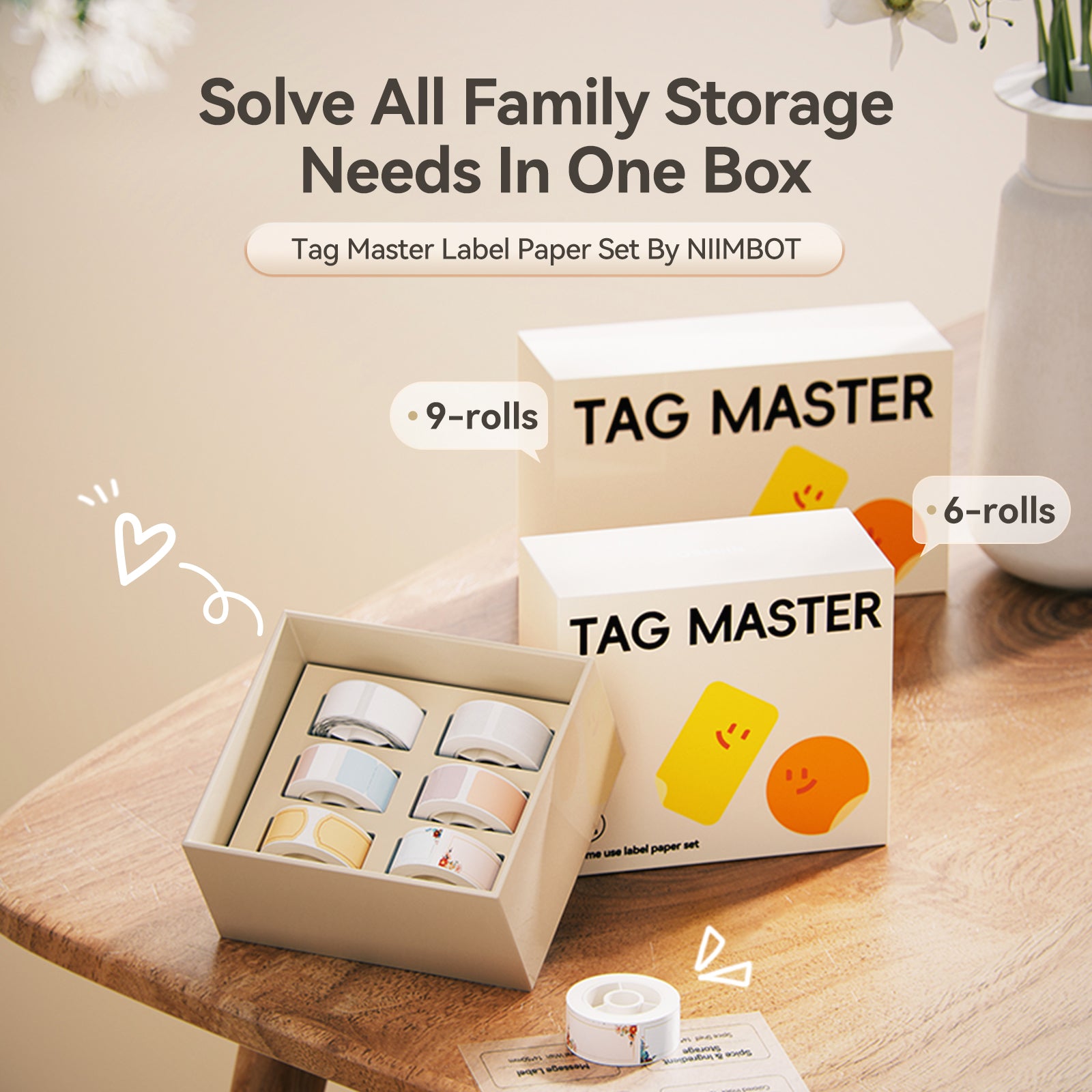 NB617 - NIIMBOT - D11 / D101 / D110 / H1S - TAG MASTER HOME USE LABEL SET - 9 ASSORTED ROLLS - TOTAL 660 LABELS