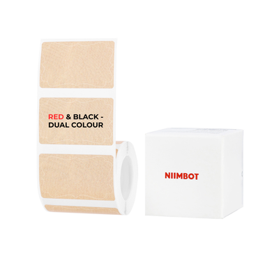 NB632 - NIIMBOT - B1_PRO / B21_PRO - 50X30MM - 230 KRAFT RED & BLACK TEXT DUAL COLOUR VINTAGE FRAME LABELS