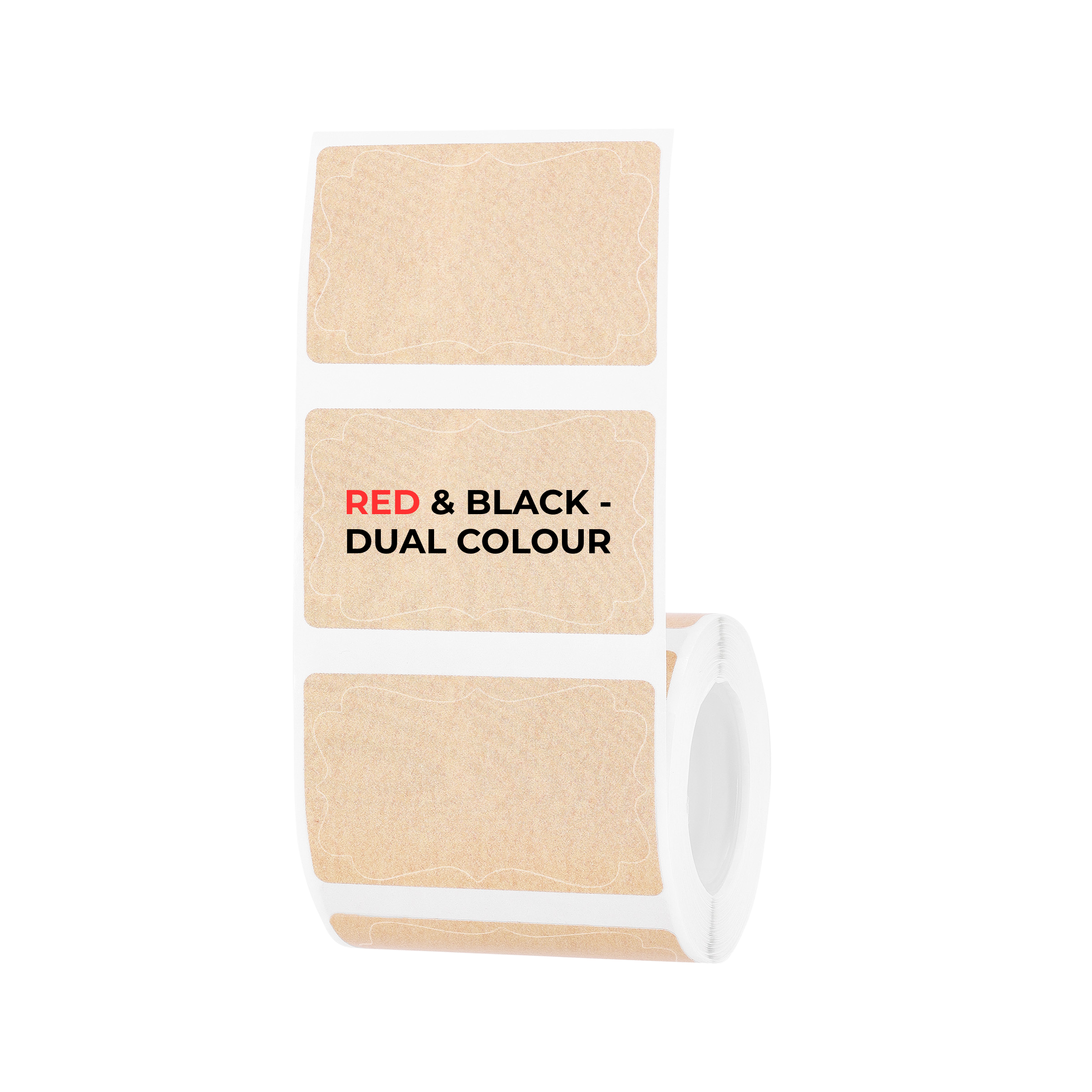 NB632 - NIIMBOT - B1_PRO / B21_PRO - 50X30MM - 230 KRAFT RED & BLACK TEXT DUAL COLOUR VINTAGE FRAME LABELS