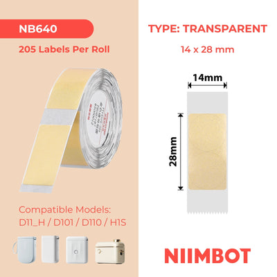 NIIMBOT-Gamme D-14 x 28 mm-Rondes, dorées et transparentes-205 étiquettes