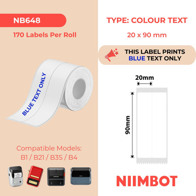 NIIMBOT - Gamma B - 20x90mm/2L - Testo bianco e blu - 170 etichette