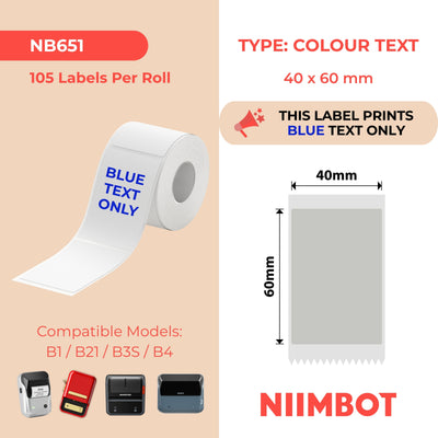 NIIMBOT - B Range - 40x60mm - Silver Grey Blue Text - 105 Labels