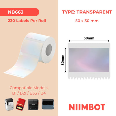 NIIMBOT - Gamma B - 50x30mm - Blu trasparente colorato - 230 etichette