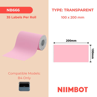 NIIMBOT - B4 Only - 100x200mm - Pink - 35 Labels