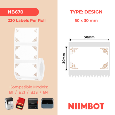 NB670 - NIIMBOT - B1 / B21 / B3S / B4 - 50X30MM - 230 BORDER LABELS