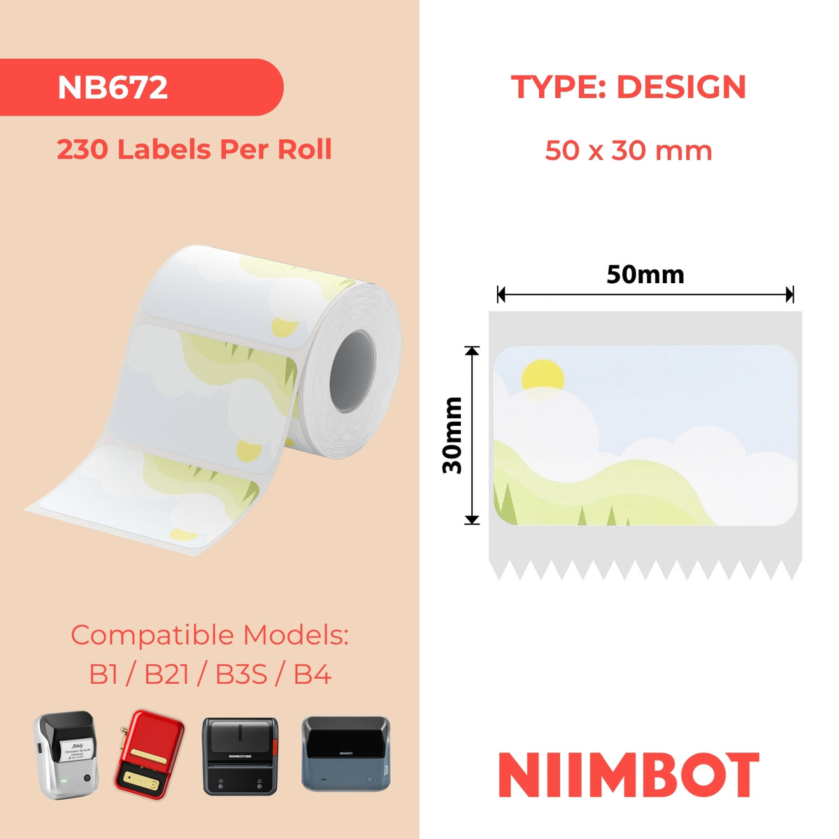 NIIMBOT-Gamme B-50x30mm-Scène de printemps-230 étiquettes