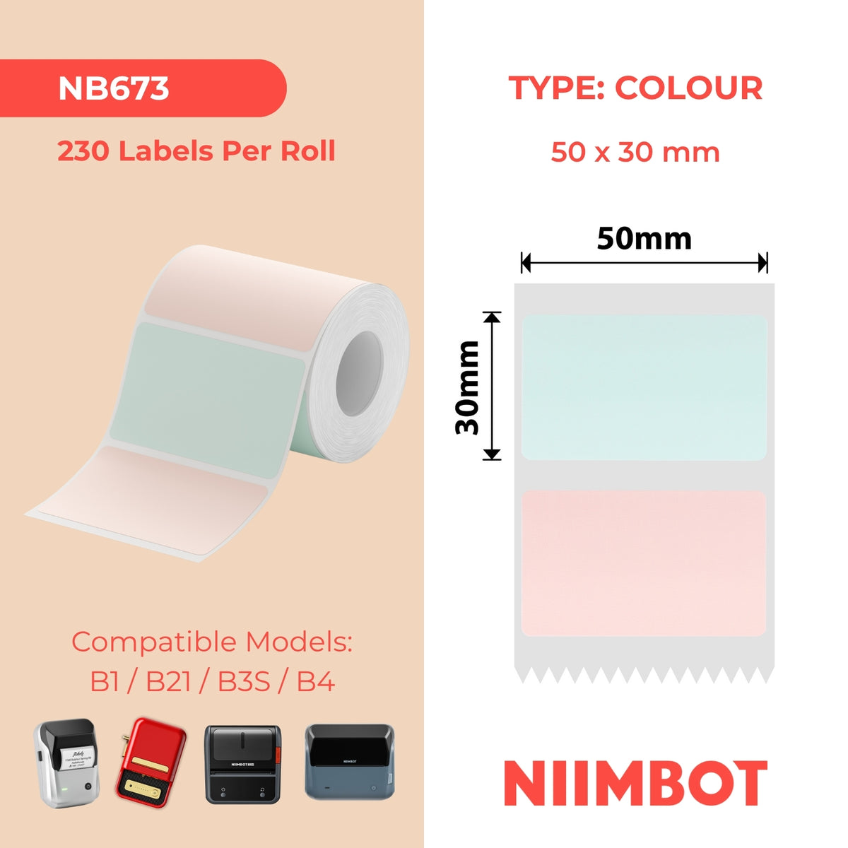 NIIMBOT - Gamma B - 50x30mm - Ombreggiatura floreale - 230 etichette