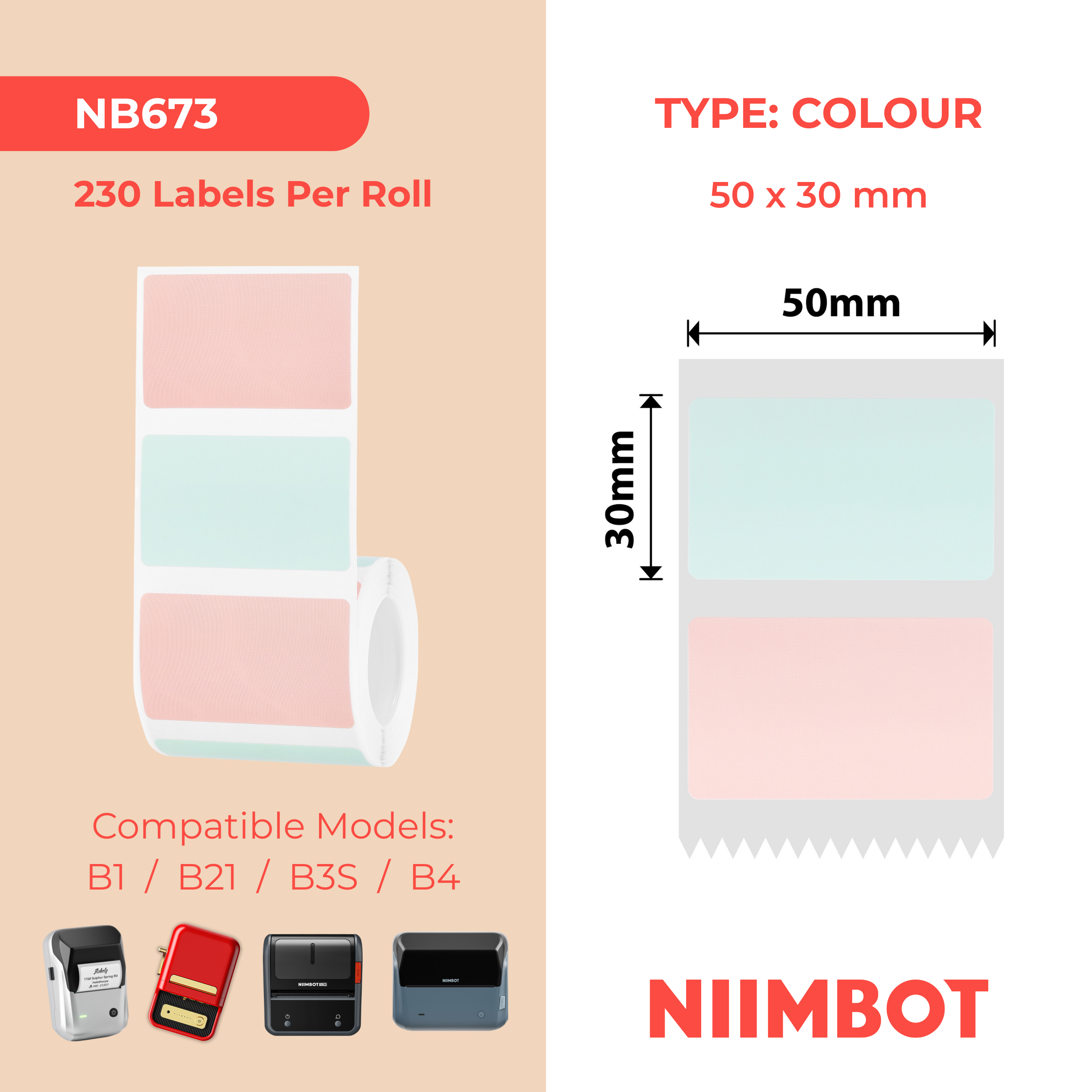 NB673 - NIIMBOT - B1 / B21 / B3S / B4 - 50X30MM - 230 FLOWER SHADOW LABELS