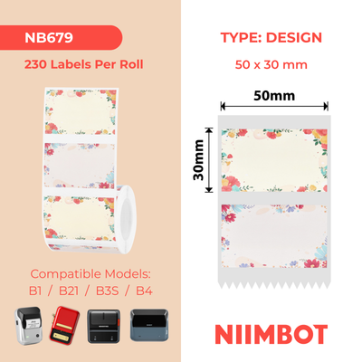 NB679 - NIIMBOT - B1 / B21 / B3S / B4 - 50X30MM - 230 SUNNY FLOWER BLOSSOMS LABELS