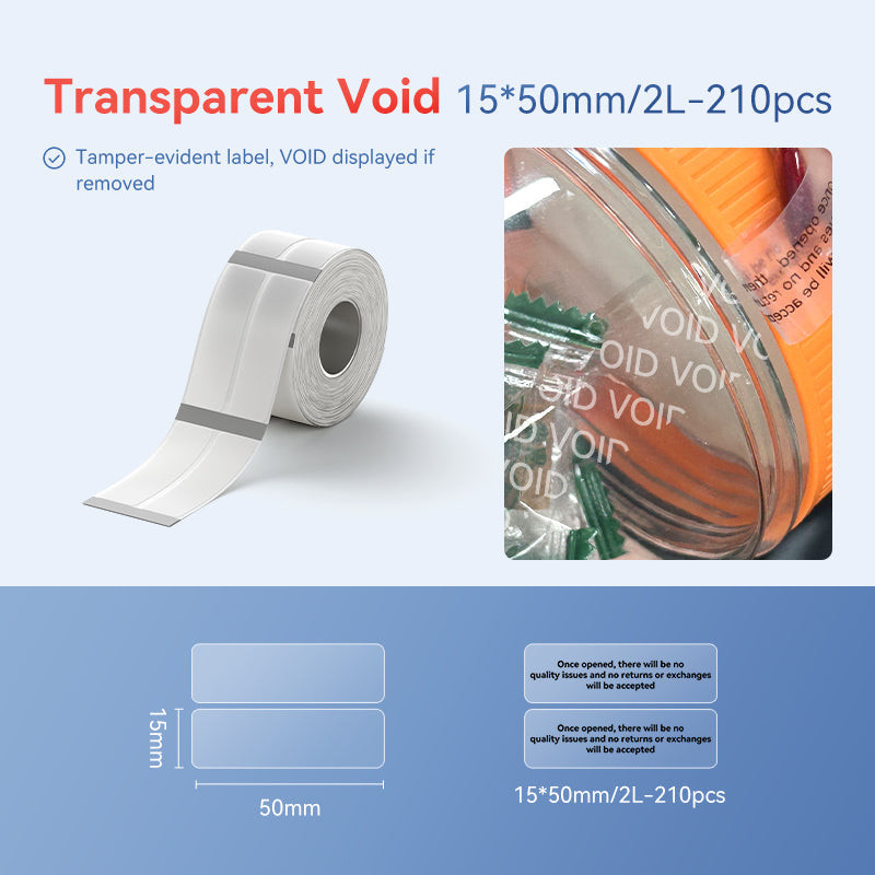NB687 - NIIMBOT - B1 / B21 / B3S / B4 - 15X50/2L - 210 TRANSPARENT ANTI-COUNTERFEITING LABELS
