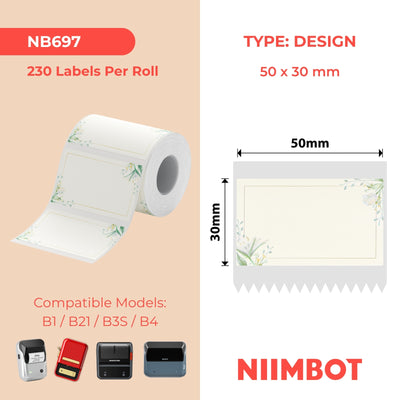 NIIMBOT-Gamme B-50 x 30 mm-Papier uni à fleurs-230 étiquettes