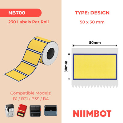 NIIMBOT - B Range - 50x30mm - Blue Border - 230 Labels