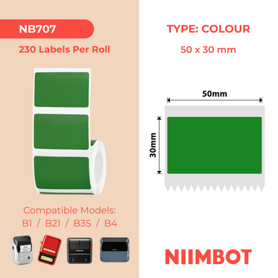 NB707 - NIIMBOT - B1 / B21 / B3S / B4 - 50X30MM - 230 DARK GREEN LABELS